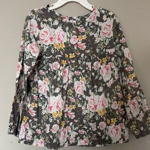 Rachel Riley Floral Blouse with Pink and Yellow Accents Girls Sz 6